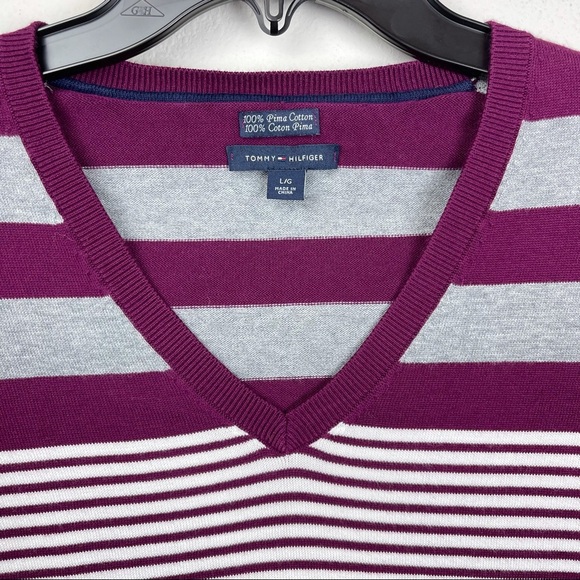 Tommy Hilfiger Long Sleeve V-Neck Stripe Sweater - Picture 5 of 10